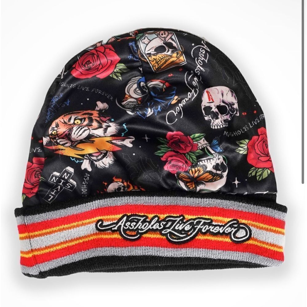 Assholes live forever satin beanie OS (7000) NEW